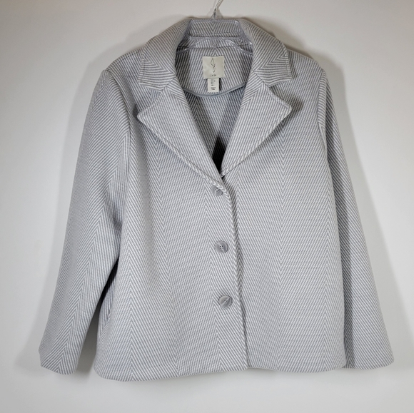 Joie Gray White Pattern Wool Blend Button Up Jacket Women Size Large NWOT - Picture 1 of 5